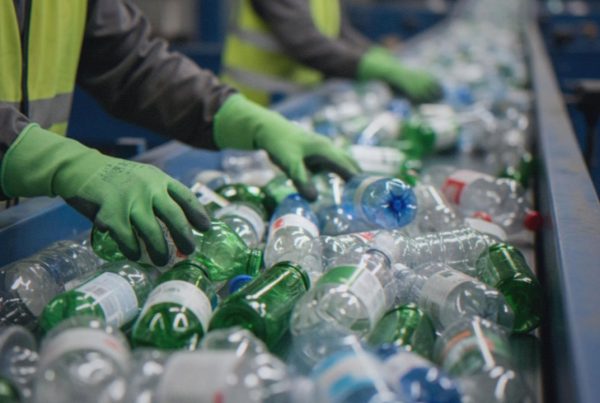 Poor waste segregation sorting plastic and glass bottles