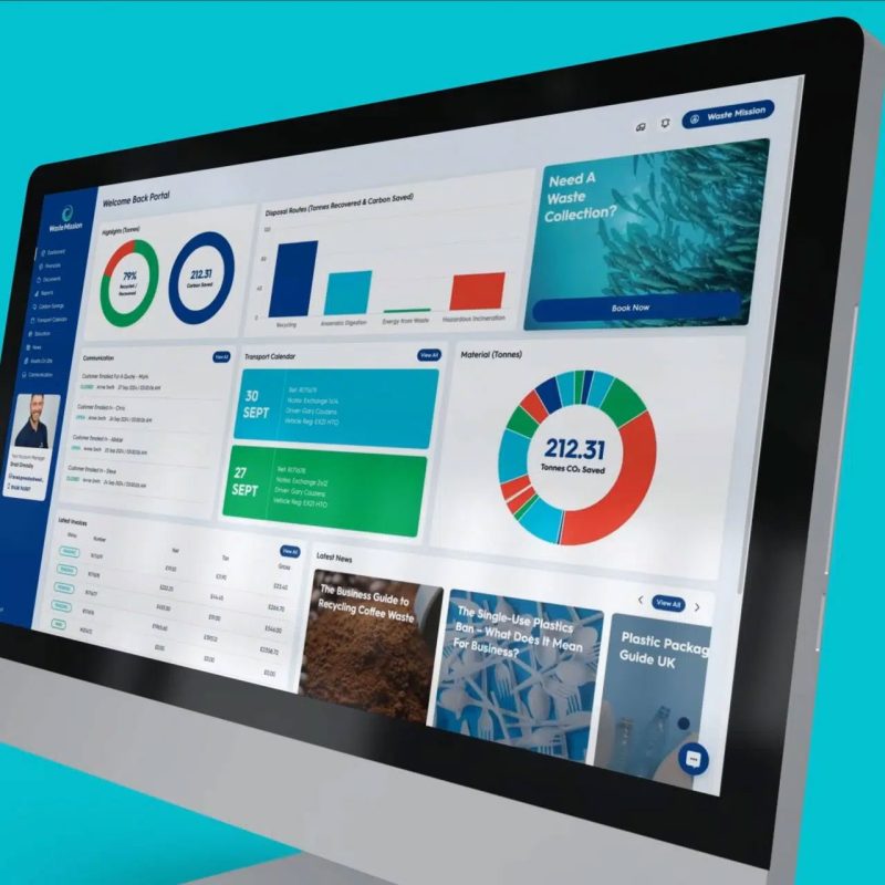 Waste reporting portal close up over data overview
