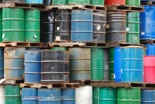 Feature stacked barrels hazardous waste manufacturing